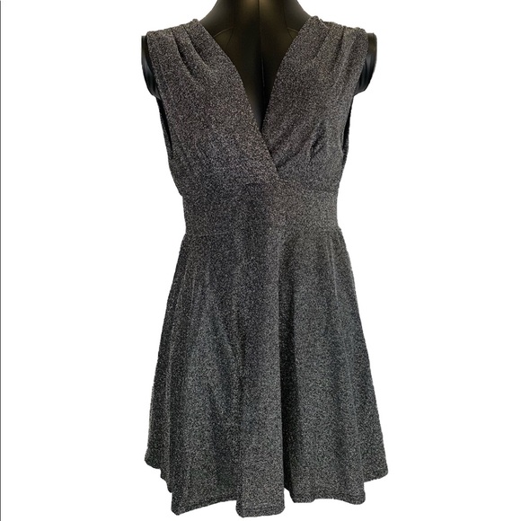 Fraiche Deep V Neck Sleeveless Shimmer Cocktail Party Swing Dress Women's Large - Picture 14 of 14